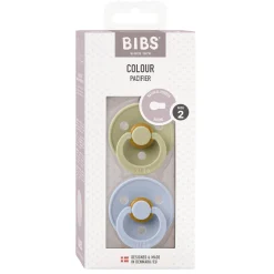BIBS                    Tétines Colour 2 Pack Caoutchouc naturel    Khaki/Dusty Blue            6-18 mois