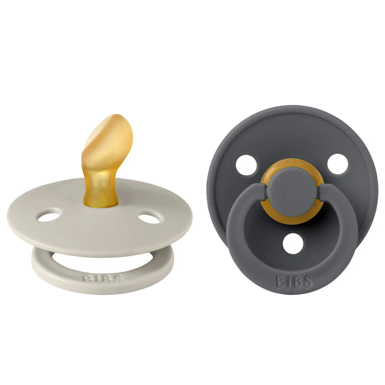 BIBS Tétines Colour 2 Pack Caoutchouc naturel Sand/Iron