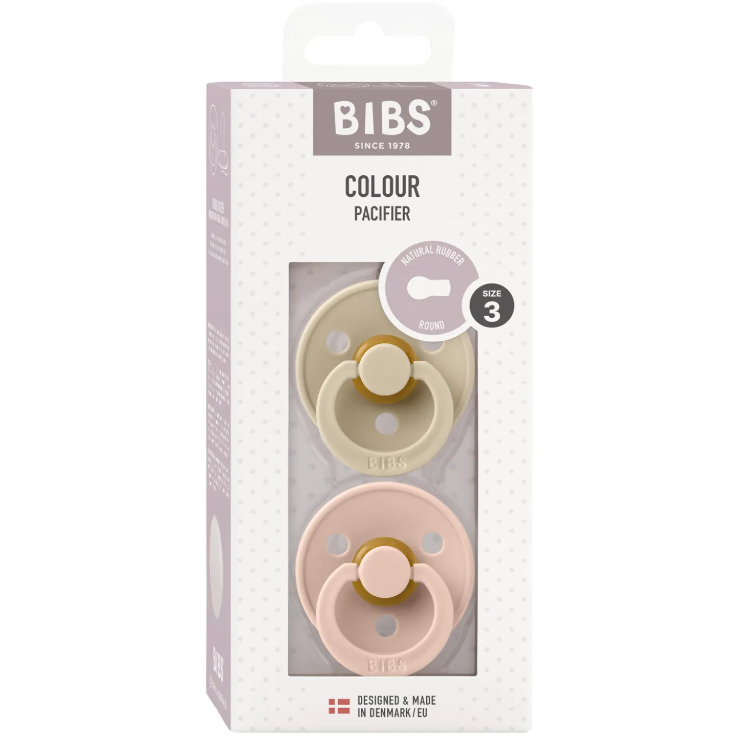 BIBS Tétines Colour 2 Pack Caoutchouc naturel Vanilla/Iron 18 mois+