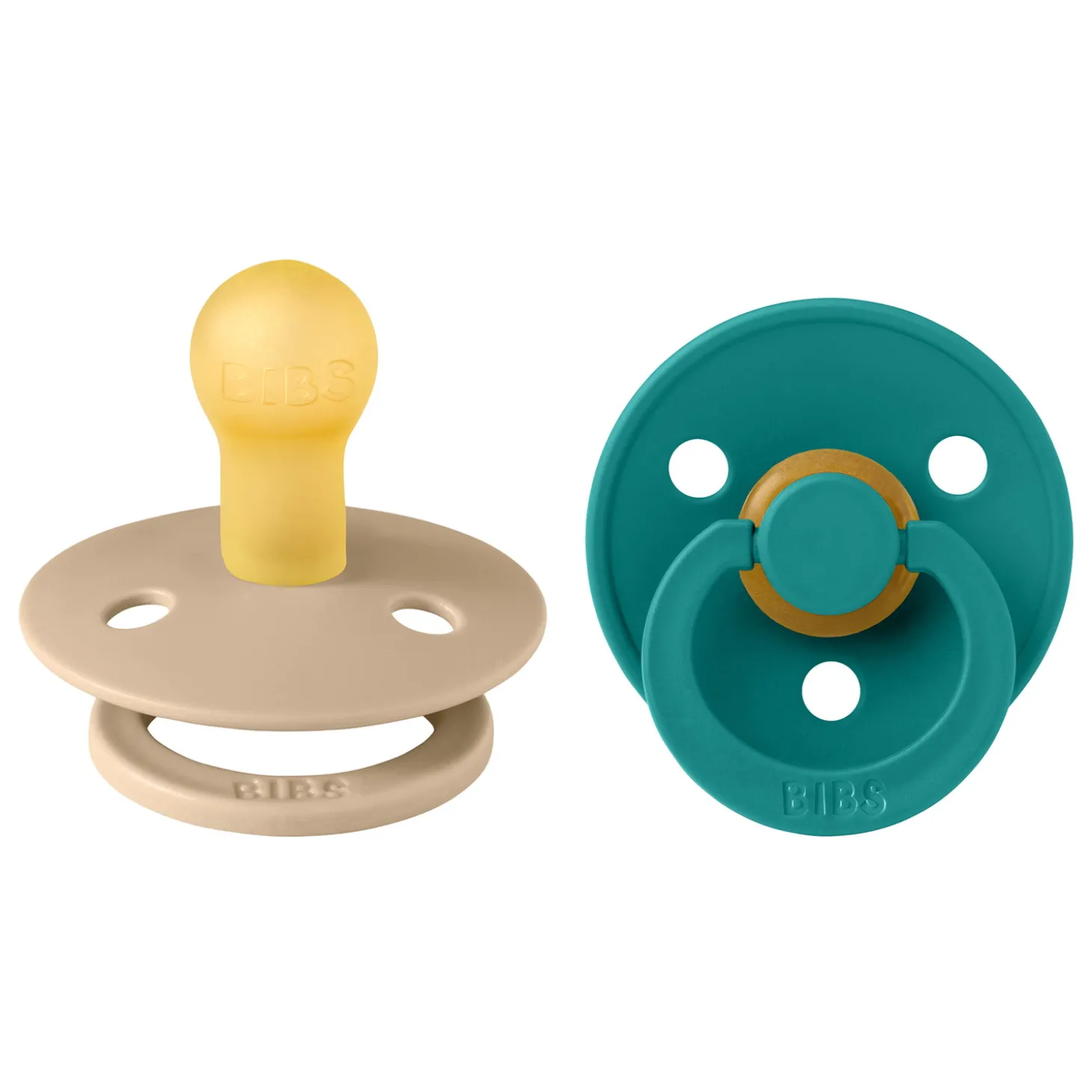 BIBS Tétines Colour 2 Pack Caoutchouc naturel Taupe/Scuba 0-6 mois