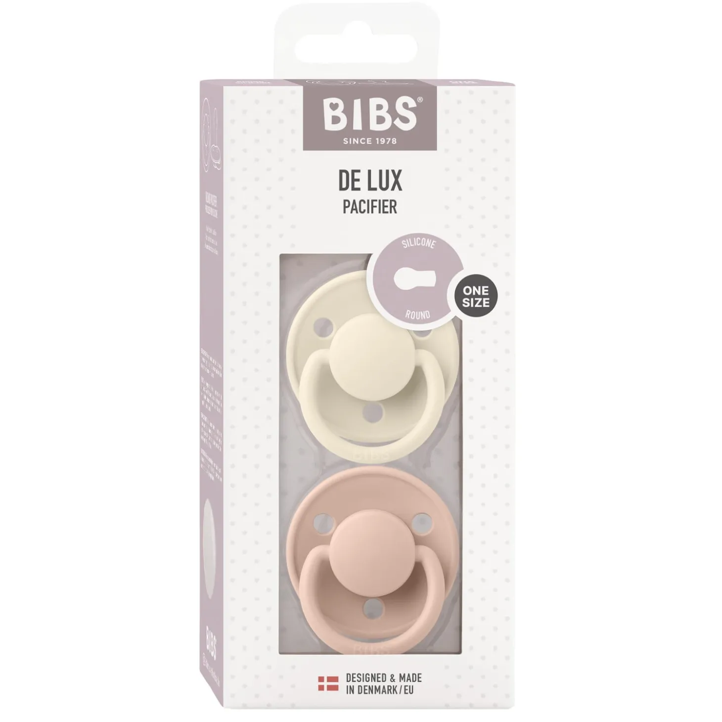 BIBS Tétines De Lux 2 Pack Silicone Ivory/Blush
