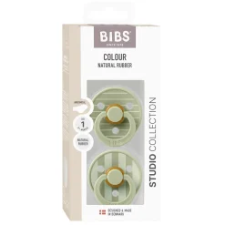 BIBS                    Tétines Studio Colour 2 Pack Caoutchouc naturel Anatomique    Sage/Sage            0-6 mois