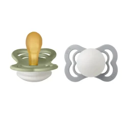 BIBS                    Tétines Supreme 2 Pack Caoutchouc naturel    Sage Glow/Cloud Glow