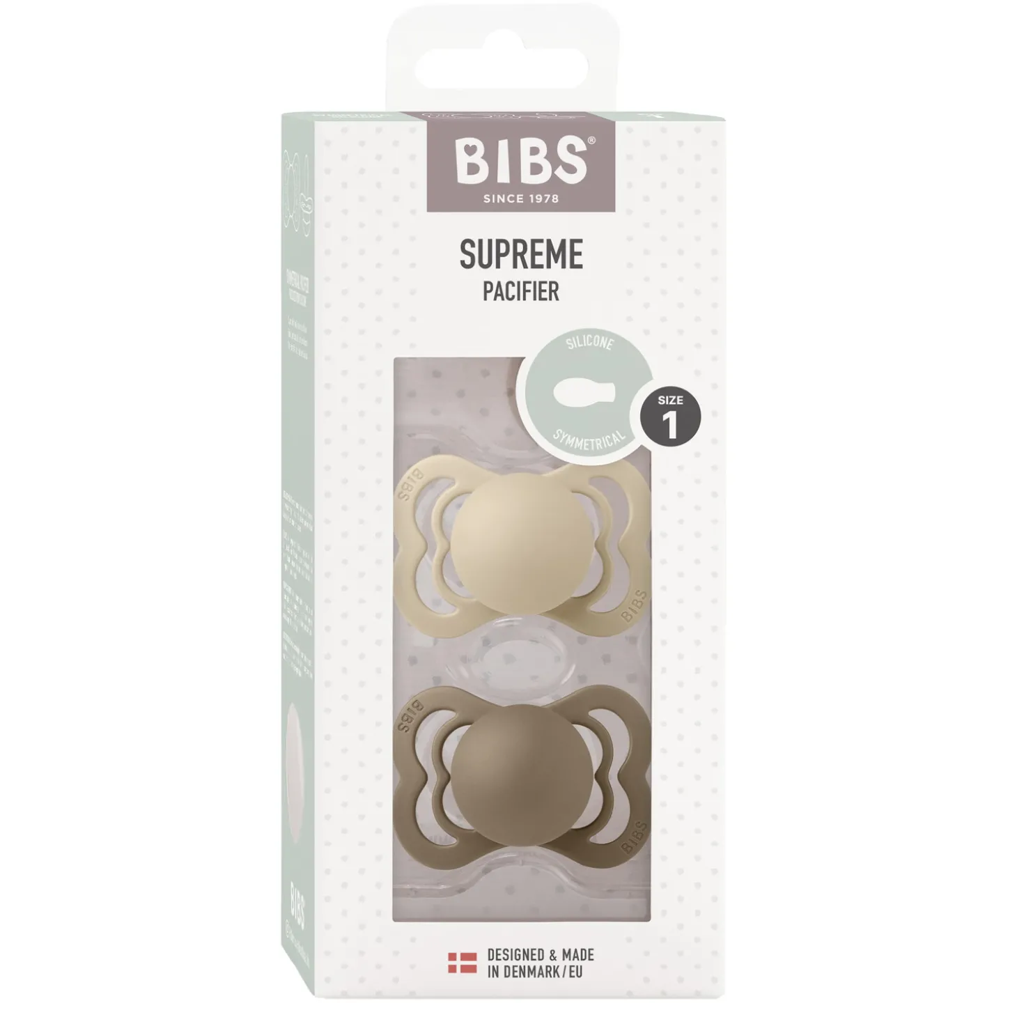 BIBS Tétines Supreme 2 Pack Silicone Vanilla/Dark Oak