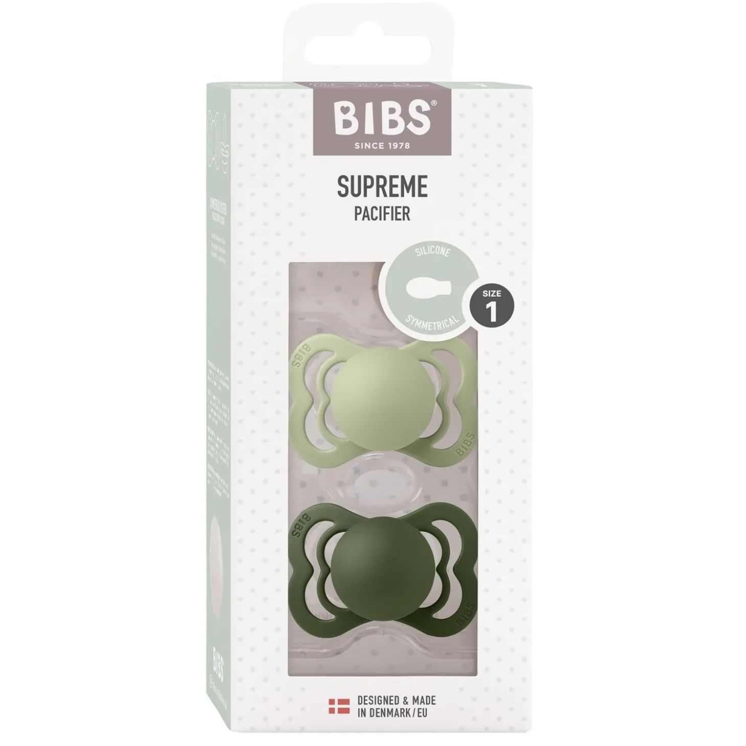 BIBS Tétines Supreme 2 Pack Silicone Sage/Hunter Green