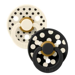 BIBS                    Tétine Studio Colour 2 Pack Polka Caoutchouc    Ivory/Black