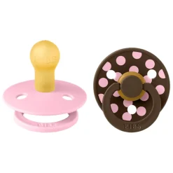 BIBS Tétine Studio Colour 2 Pack Polka Caoutchouc Pink/Mocha Taille 1