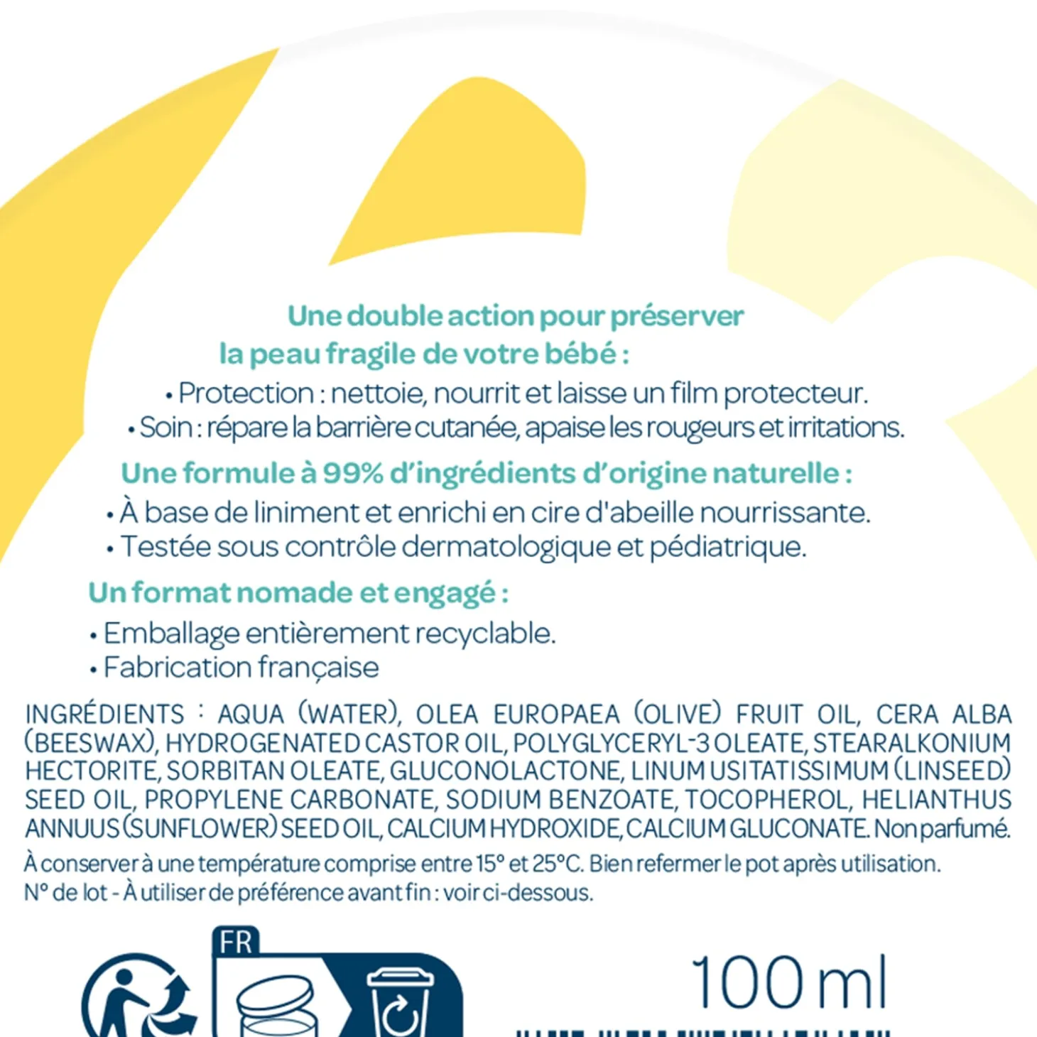 Biolane Baume de change au liniment Jaune Et Blanc 100 ml