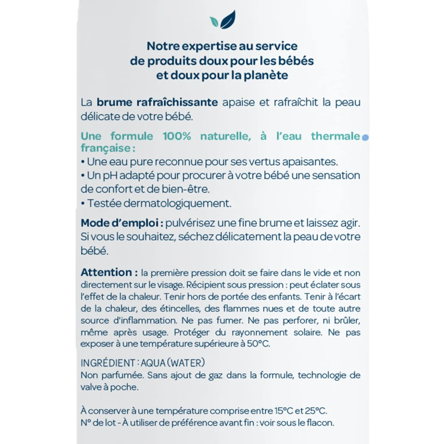 Biolane Brume à l'eau thermale Bleu Et Blanc 150 ml