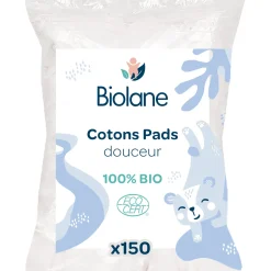 Biolane                    Cotons Pads Bio    Bleu Clair Et Blanc