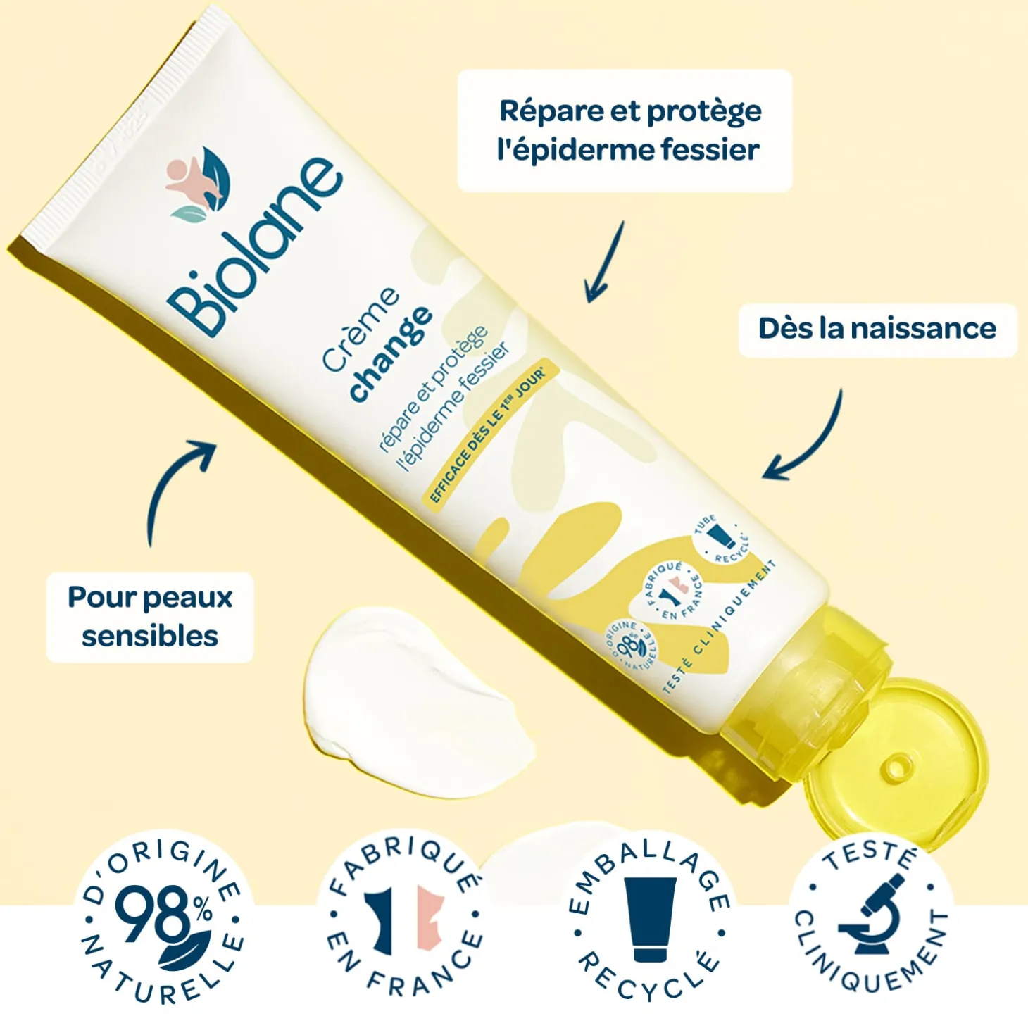 Biolane Crème change Jaune Et Blanc 100 ml