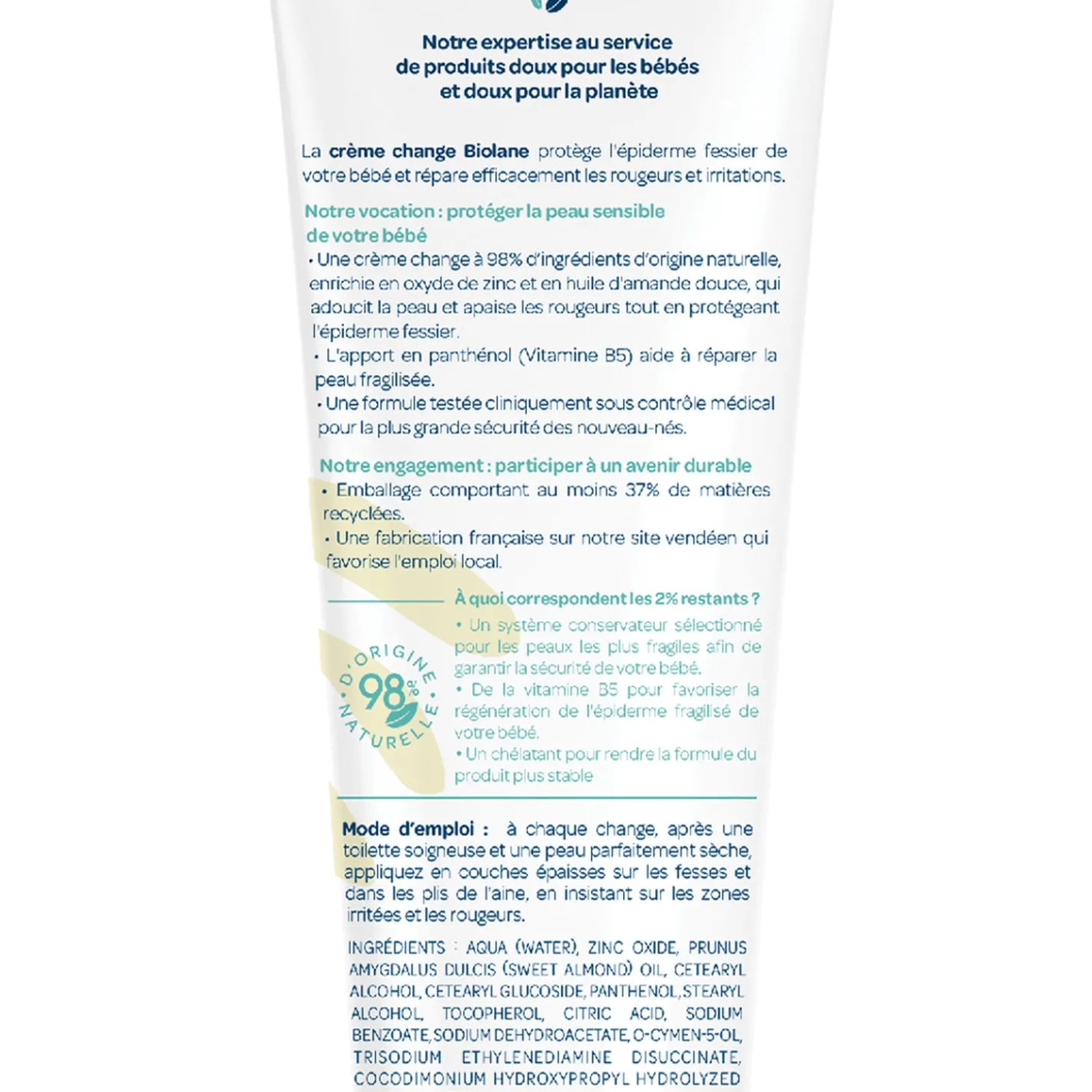 Biolane Crème change Jaune Et Blanc 100 ml