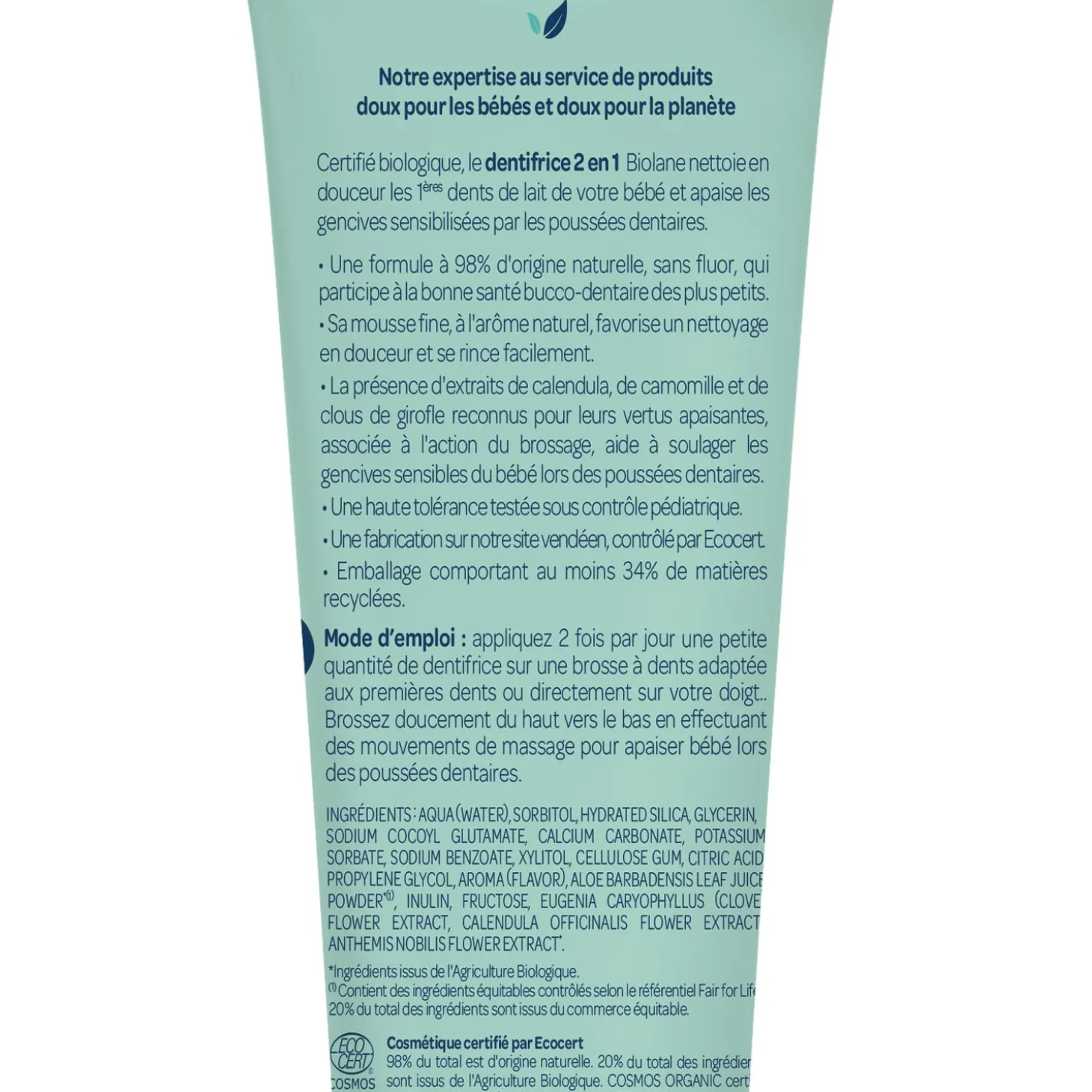Biolane Dentifrice Bio Vert 50 ml