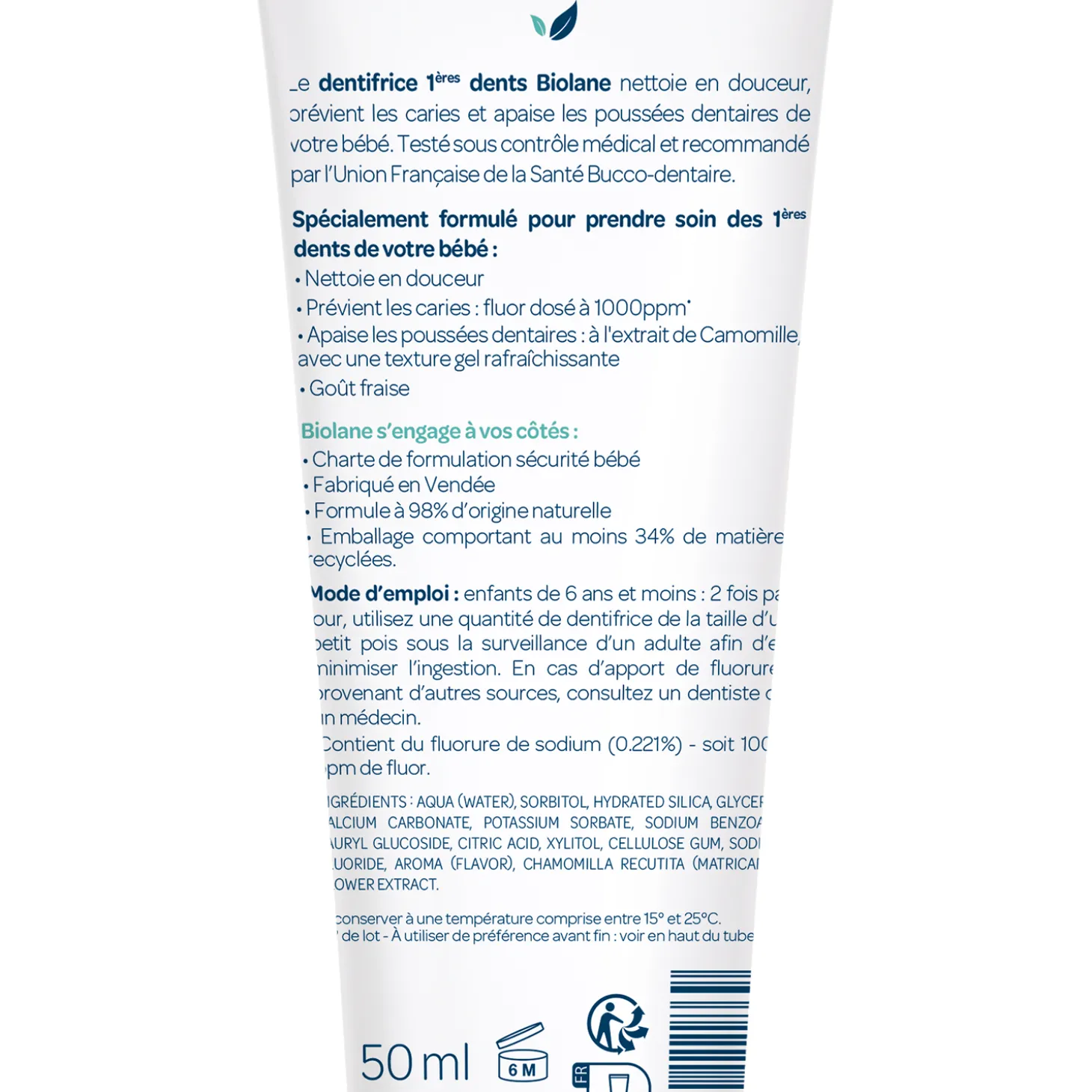 Biolane Dentifrice Blanc 50 ml