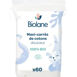 Biolane Maxi-carrés de cotons Bio Bleu Clair Et Blanc