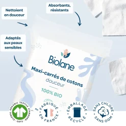 Biolane Maxi-carrés de cotons Bio Bleu Clair Et Blanc