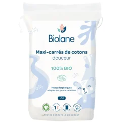 Biolane Maxi-carrés de cotons Bio Bleu Clair Et Blanc