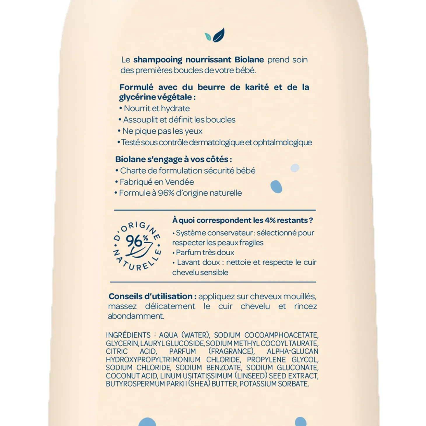 Biolane Shampooing nourrissant cheveux bouclés Transparent 350 ml