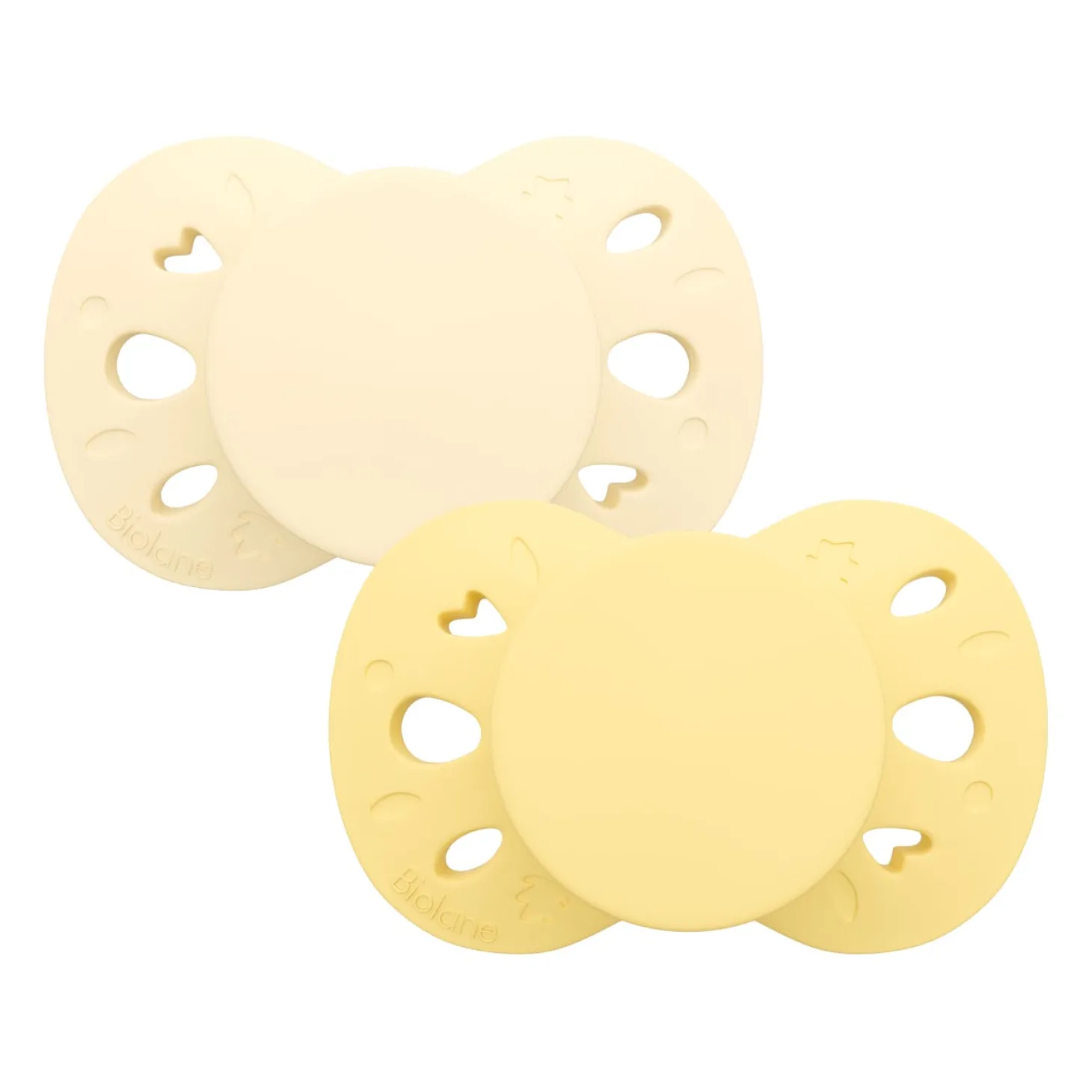 Biolane Sucettes anatomiques Essentielle Jaune Clair Et Foncé 18 mois +