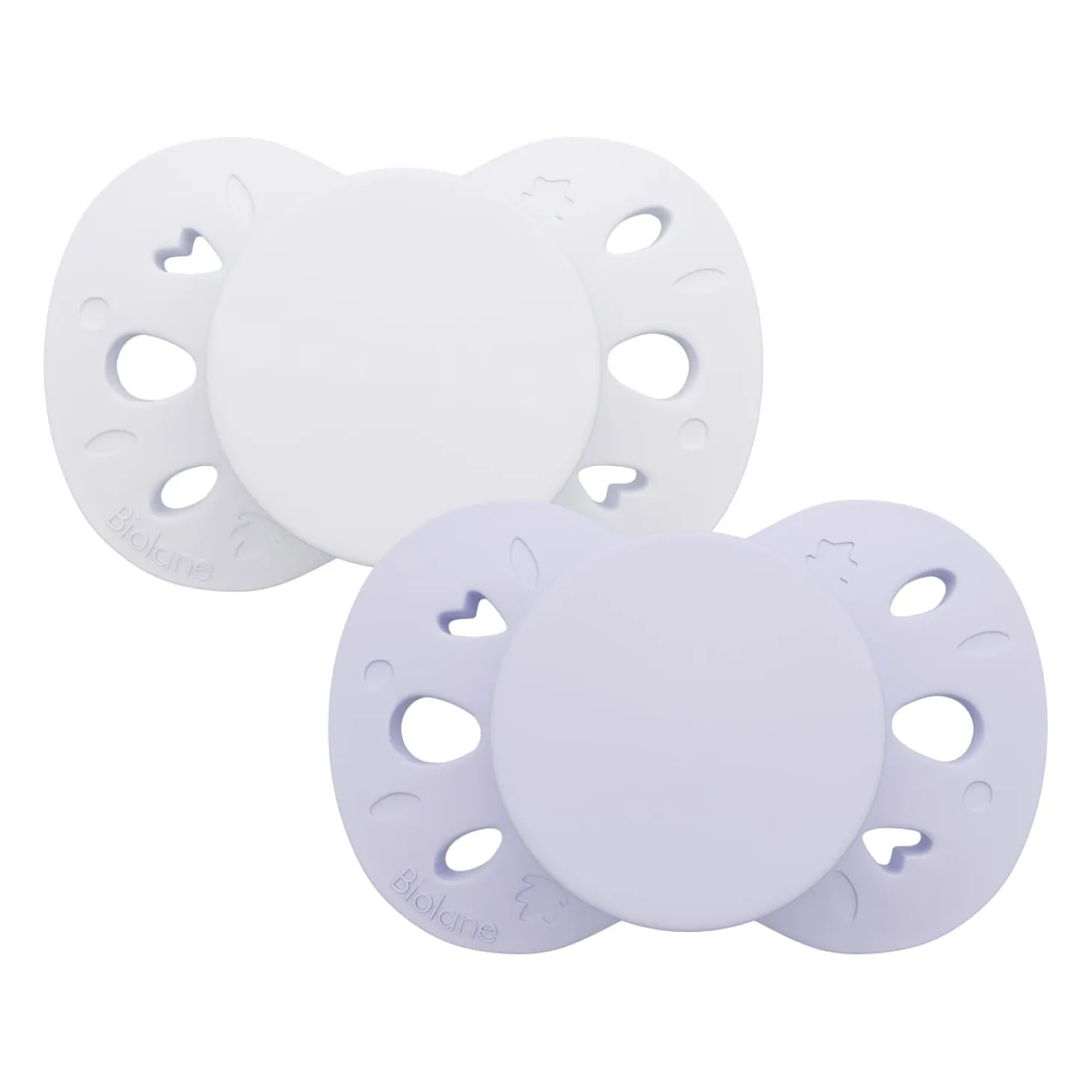 Biolane Sucettes anatomiques Essentielle Lilas Clair Et Foncé 18 mois +