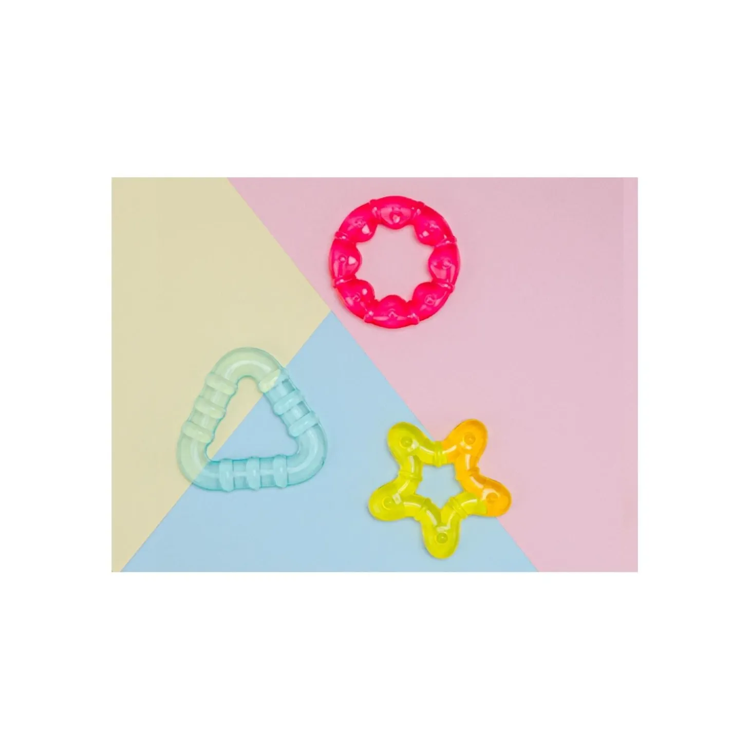 Bo Jungle Anneau de dentition à refrigérer Cool Shapes 3 pcs Bleu-Jaune-Rouge