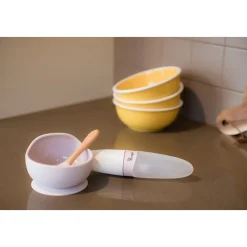 Bo Jungle B-Assiette ventouse silicone & cuillère Rose