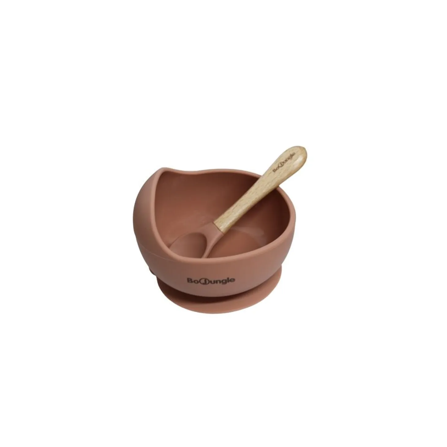 Bo Jungle B-Assiette ventouse silicone & cuillère Terracotta