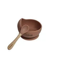 Bo Jungle                    B-Assiette ventouse silicone & cuillère    Terracotta