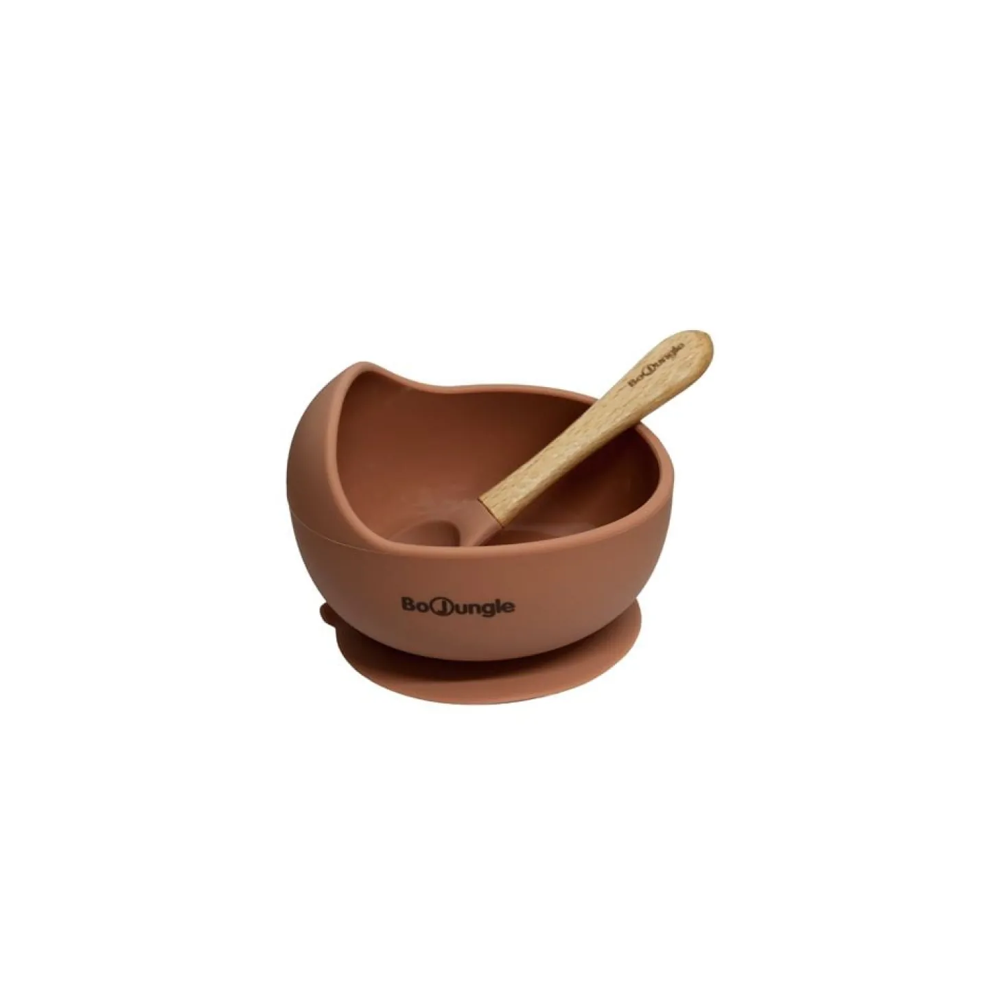 Bo Jungle B-Assiette ventouse silicone & cuillère Terracotta