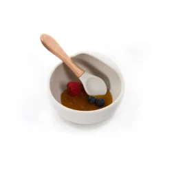 Bo Jungle B-Assiette ventouse silicone & cuillère Gris