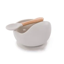 Bo Jungle                    B-Assiette ventouse silicone & cuillère    Gris