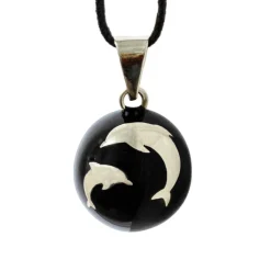 Bola                    Bijou de grossesse Bola    Black with silver dolphins