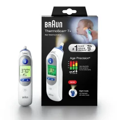 Braun Thermomètre auriculaire infrarouge ThermoScan7+ avec fonction Age Precision® et mode nuit