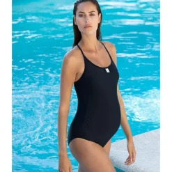 Cache cœur                    Maillot de bain maternité 1 pièce Roxana    Noir            xL