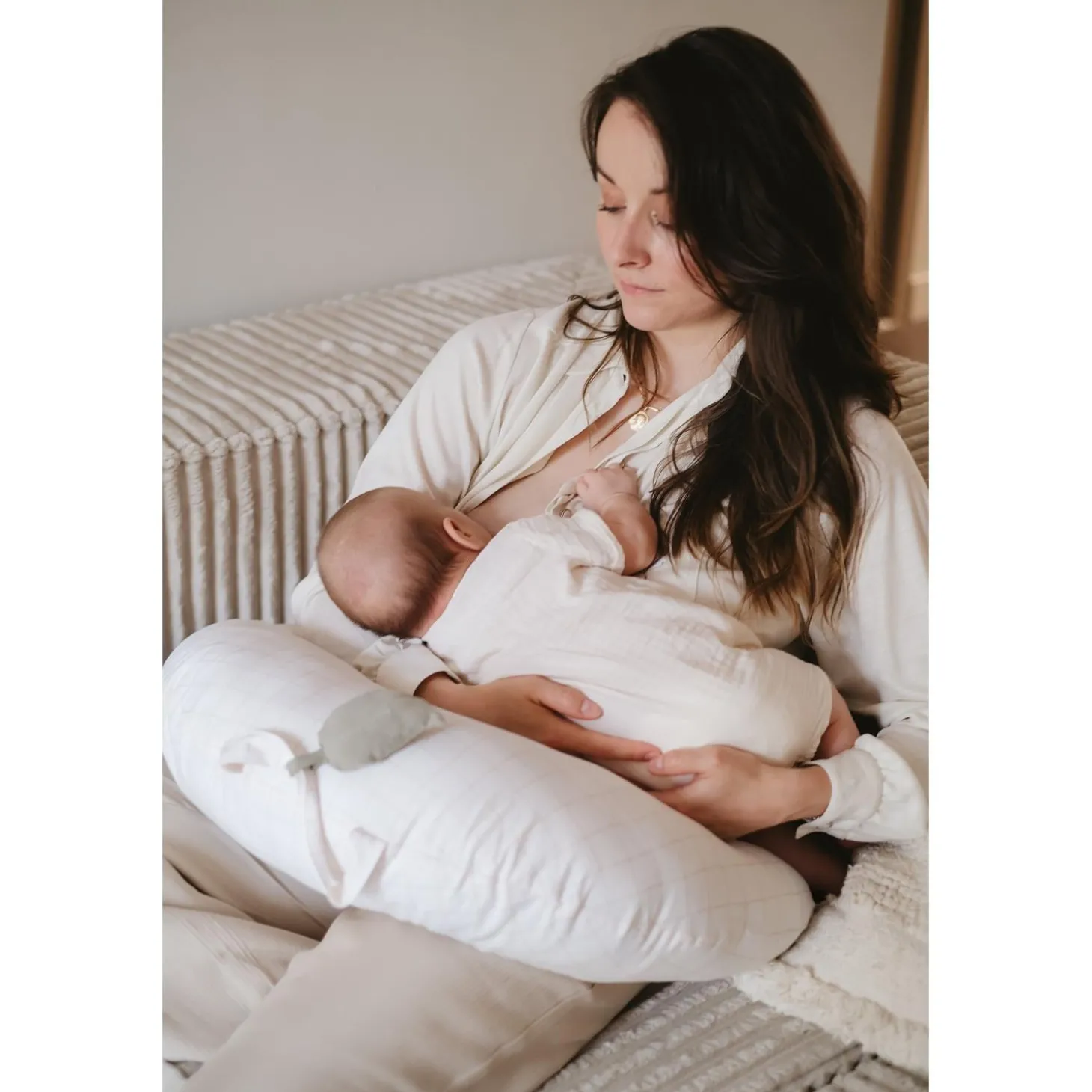 Candide Coussin de Maternité Nomade Mini Moon Jersey Grid Beige