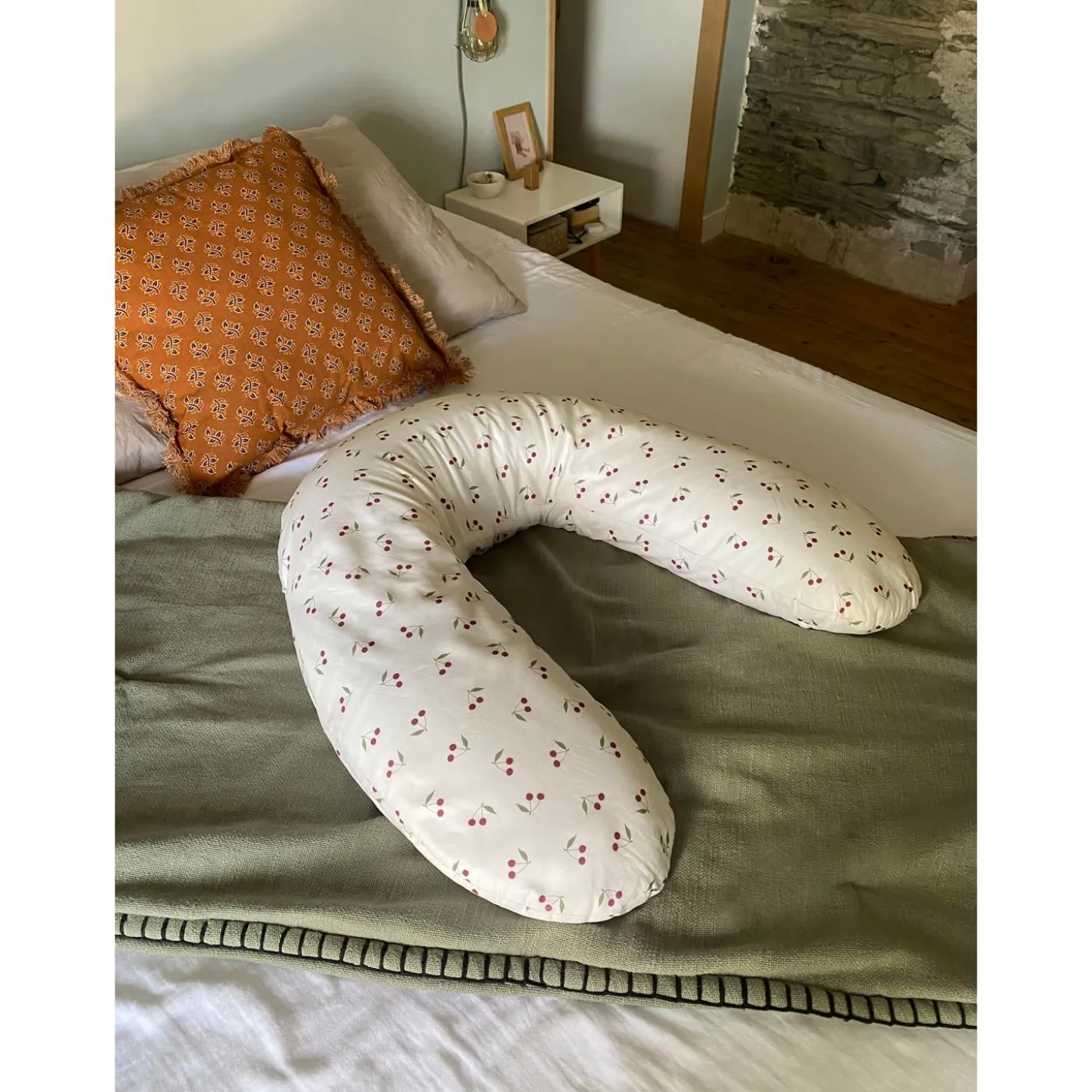 Candide Coussin de maternité Polyester Coton Imprime Cerises
