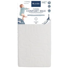 Candide                    Matelas Confort Max déhoussable 360°    Blanc/Bleu