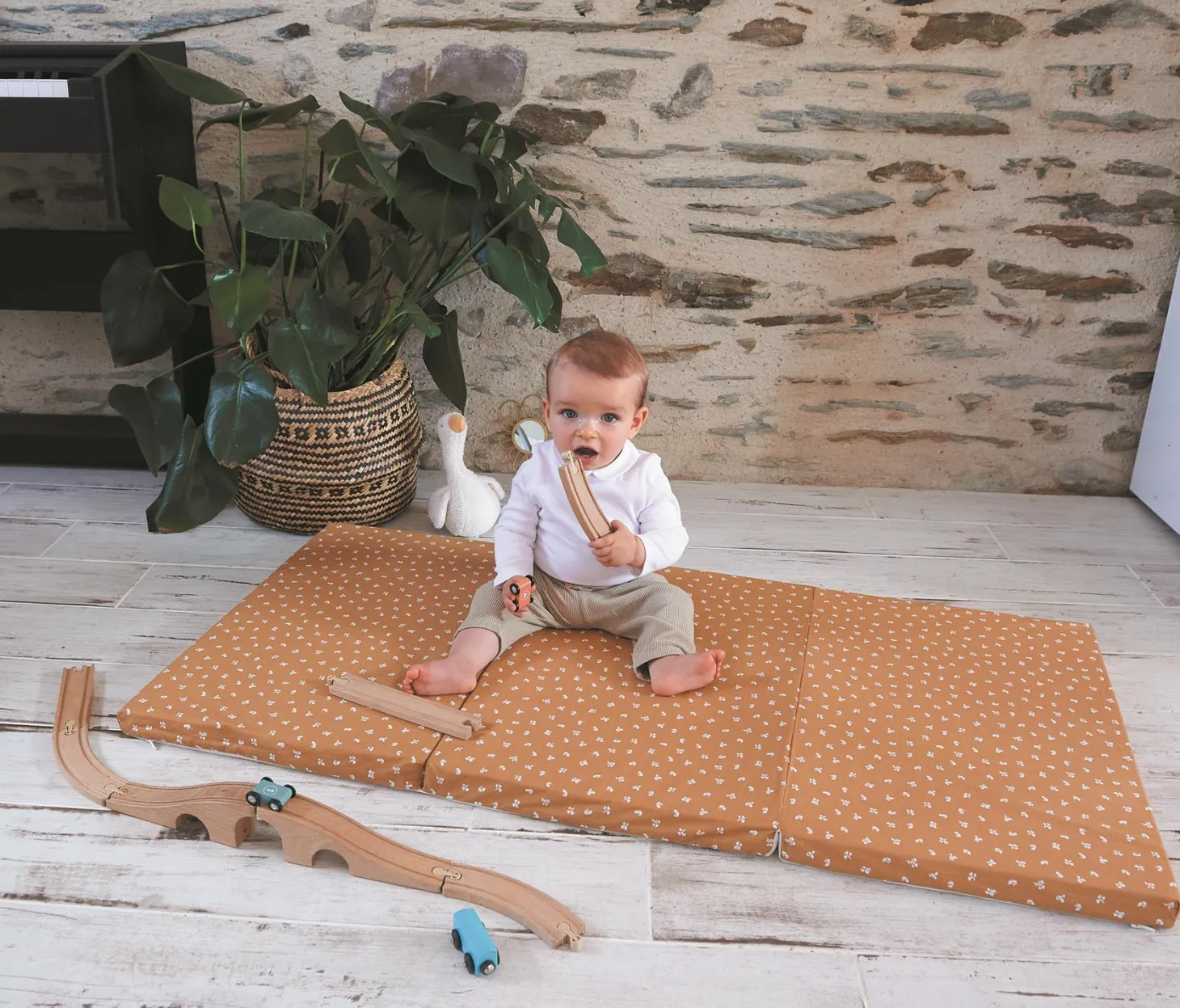 Candide Matelas de voyage pliant 3 parties Camel 60x120 cm