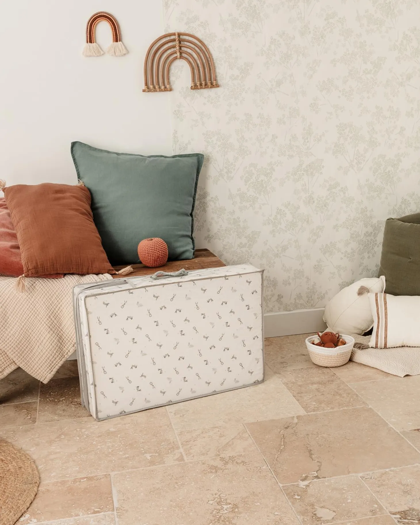 Candide Matelas de voyage Pliant 3 Parties Lapins Imprime Lapins
