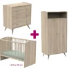 Chambre bébé complète Access bois : lit 60x120, commode, armoire                            de Sauthon