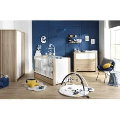 Chambre bébé complète Antonin : lit 60x120, commode, armoire                            de Sauthon