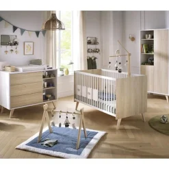 Chambre bébé complète kronos: Lit bébé 70x140 cm évolutif, Commode 3 Tiroirs 3 Niches,  Armoire 2 Portes 3 Niches                             de Sauthon
