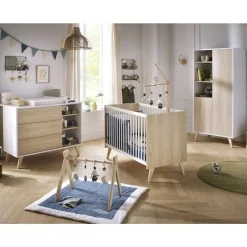 Chambre bébé complète kronos: Lit bébé 60x120 cm, Commode 3 Tiroirs 3 Niches, Armoire 2 Portes 3 Niches                             de Sauthon