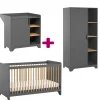 Chambre bébé complète Leaf : lit 70x140, commode, armoire                            de Vox