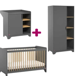 Chambre bébé complète Leaf : lit 70x140, commode, armoire                            de Vox