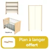 Chambre bébé complète: Lit 70x140, commode, armoire, plan à langer offert                            de Sauthon