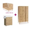 Chambre bébé complète Martha : lit 60x120 commode à langer avec baignoire, armoire                            de Micuna