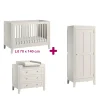 Chambre bébé complète Milenne : Lit blanc 70x140, commode, armoire, plan à langer                             de Vox