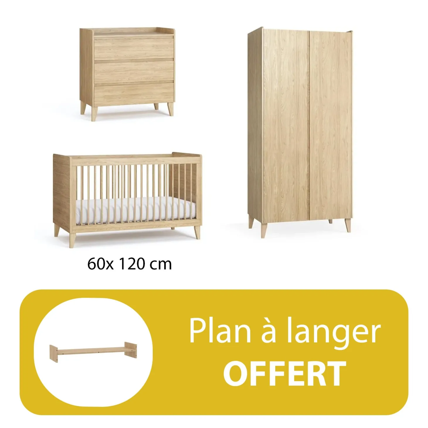 Chambre bébé complète : Muve armoire 2 portes + plan offert de Vox