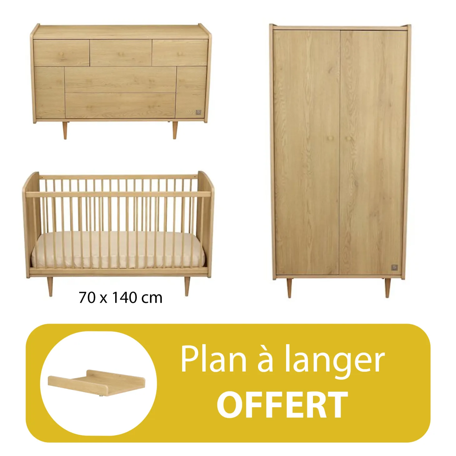 Chambre bébé complète My Love grande commode plan offert de Sauthon